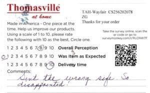 Bruce Visalia CA CST2950 Survey Card