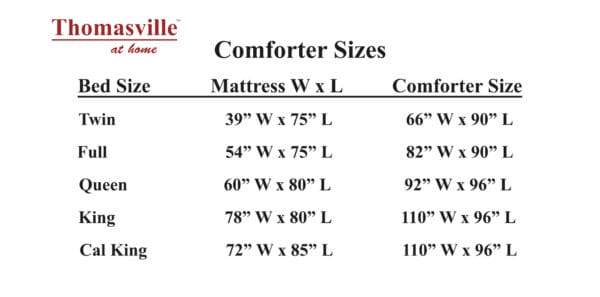 Comf Size Chart