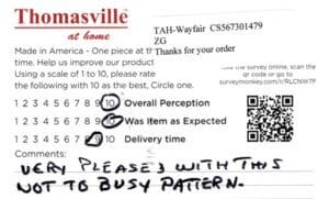 Nancy Charles Town WV SC2950-BBT Survey Card