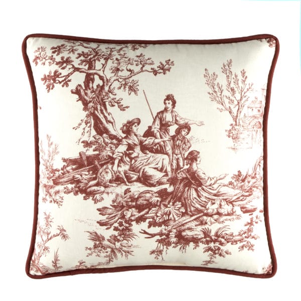 Bouvier Red Square Toile Pillow