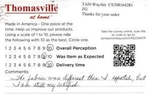 Brenda West Chester OH DQL7250 Survey Card