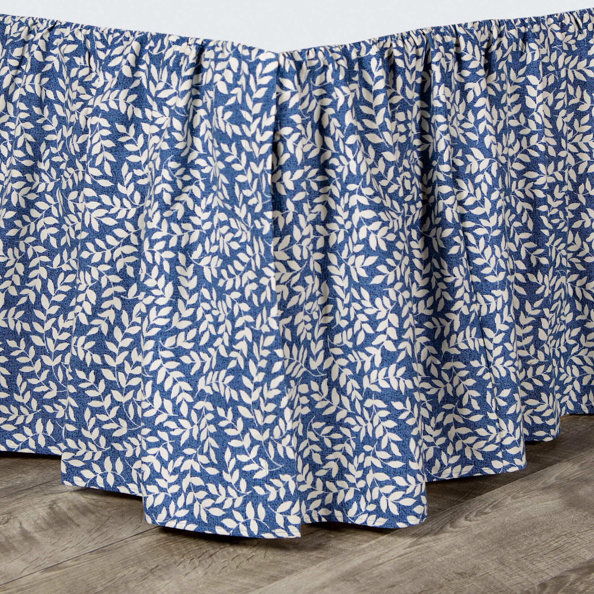 Blue patterned shop bed skirt