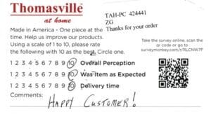 Helen Kimberling City MO SQ7100 4PK-PM-RBT Survey Card