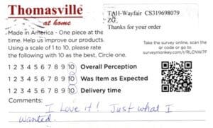 James Carollton GA BQ7250 SS7250 Survey Card