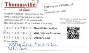 Joanna Gold River CA CSCK3050 Survey Card