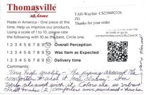 Karen Cornelius NC CQ3050 Survey Card