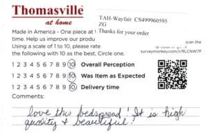 Robert Freeport FL BK7100 Survey Card