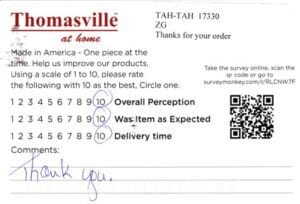 Robin Carmel NY BQ7250 SS7250 Survey Card