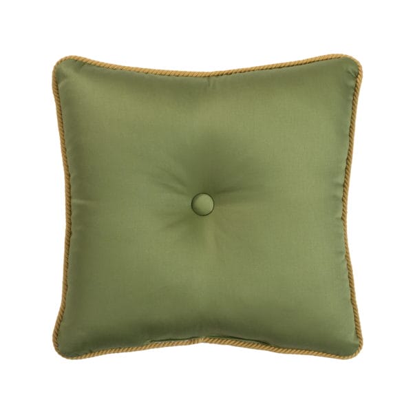Cayman II Pillows - Square Pillow - Green with Button Detail