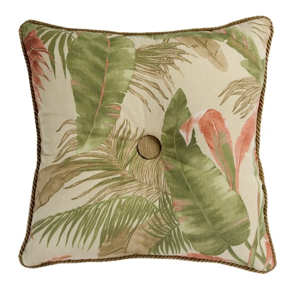 la selva natural square pillow with button detail