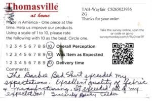 Timothy Cincinnati OH DQ7250 Survey Card