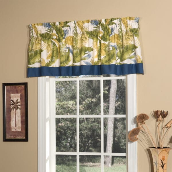 cayman straight valance with blue band
