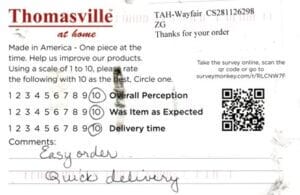 Susan Middle River MD SQ7050-ODR Survey Card