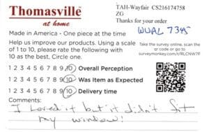 Karen Pineville WV WVAL7345 Survey Card