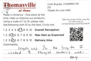 Mary Kennesaw GA TUP7015 Survey Card