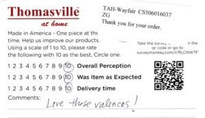 Laura West Chester OH WVAL7400 Survey Card