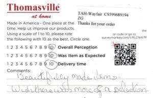 Barbara New Hartford CT SQ7380-QCR LTP7380-84 Survey Card