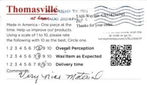 Judy Plainview TX ES7380-QCS Survey Card