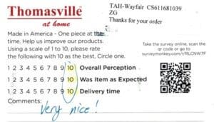 Karen Santa Maria CA DVK7380 Survey Card