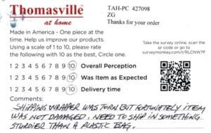 Thomas Greenville NC LTP7380-84 Survey Card