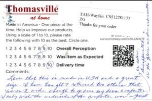 Verna Bedford TX CSK7380 Survey Card