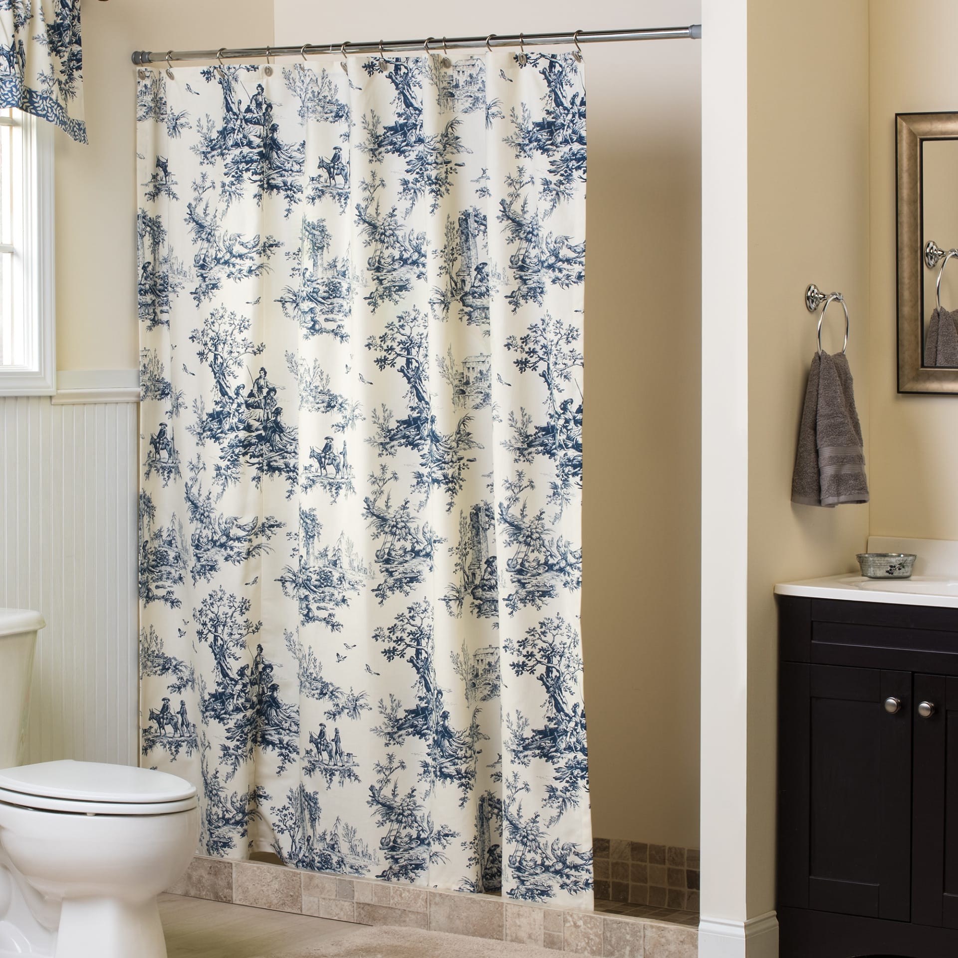 Toile Shower Curtain, hotsell Vintage Inspired Bathroom Decor