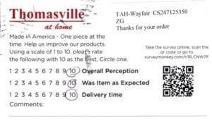 Cameron Lexington VA ERIN-B05 Survey Card