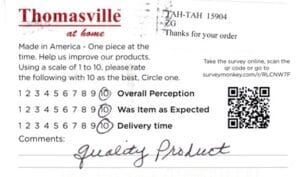 Collette Fort Myers FL WVAL6000-HKP Survey Card