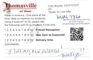 Gina North Olmsted OH WVAL7320 Survey Card