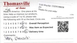 Karen Valley AL FV7300 Survey Card