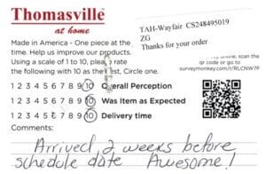 Mabel Katy TX FV2950-BBT Survey Card