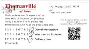 Marjorie Columbia SC EMP3300 Survey Card