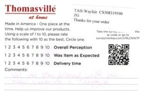 MaryLou Cochranville PA EMP7090 Survey Card