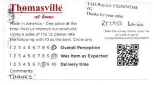 Patricia Dayton OH RT2950 Survey Card