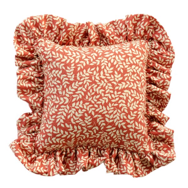 Bouvier Red Leaf Ruffled Pillow