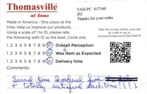 Donna Blairstown NJ VAL7500 Survey Card