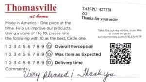 Pamela Orange VA 4PK-CP-VIR Survey Card