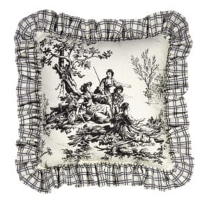 Bouvier Black Toile Ruffled Pillow