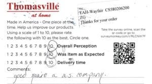 Sher Alexandria VA 4PK-PM-RBT Survey Card