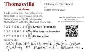 Jennifer Wilson NC DQL7535 Survey Card