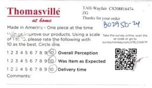 Ashley Raeford NC BO2950-24 Survey Card