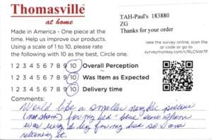 Darla Gentry AR CQ7250 SS7250 ES7250-PTN Survey Card