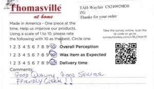 Sharon Valparaiso IN ES7100-RBL DK7100 Survey Card