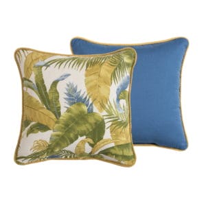 Cayman II Pillows - Square Pillow - Floral with Blue
