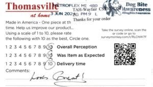 Linda Rochester MI SB-T006-5403 Survey Card