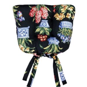 Melanie Black Floral Chair Pad - Pack of 4