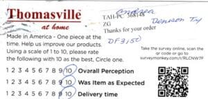 Andrea Denison TX DF3150 Survey Card