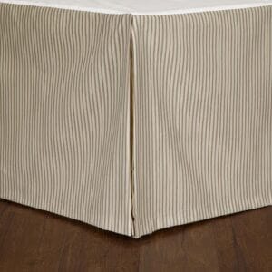 Java Spa Ticking stripe bed skirt in cream and tan