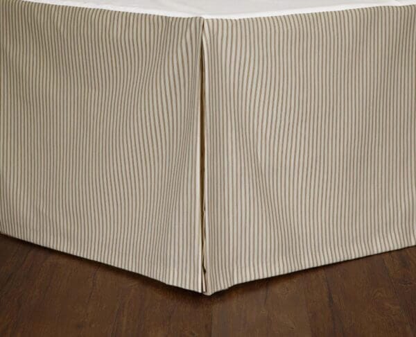 Java Spa Ticking stripe bed skirt in cream and tan