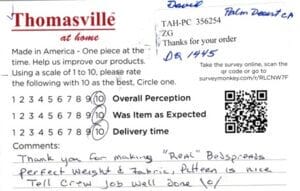 David Palm Desert CA DQ1445 Survey Card